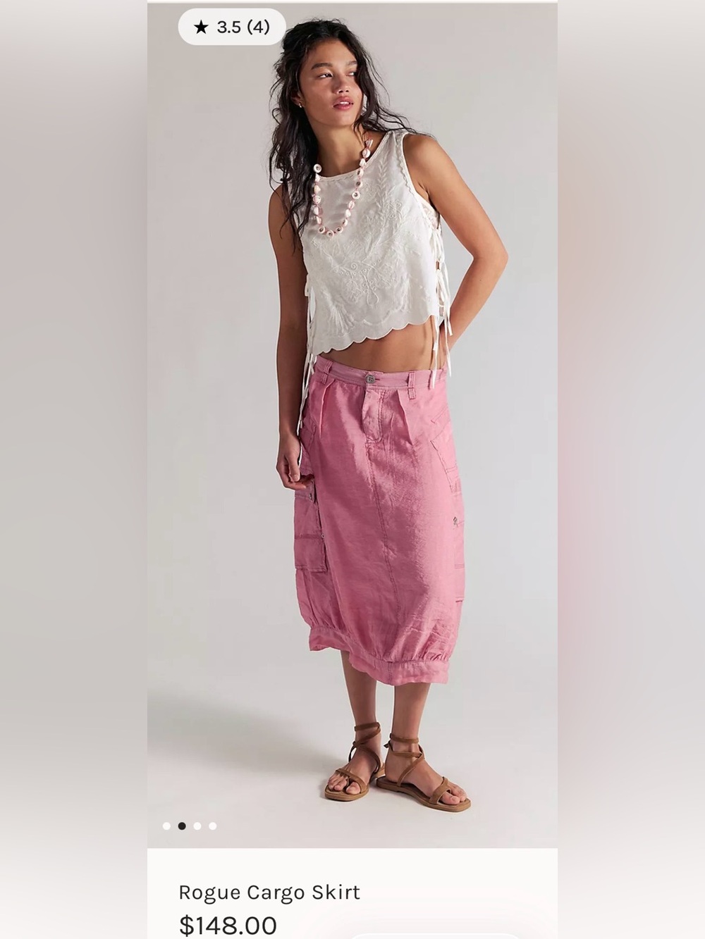 New Free People Rogue Cargo Skirt - Pink